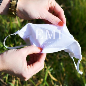 Ochranné rúško dvojvrstvové textilné biele s gumičkou EMI
