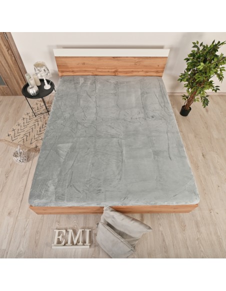 Plachta na posteľ z mikroplyšu sivá EMI - hebká plachta na zimu EMI