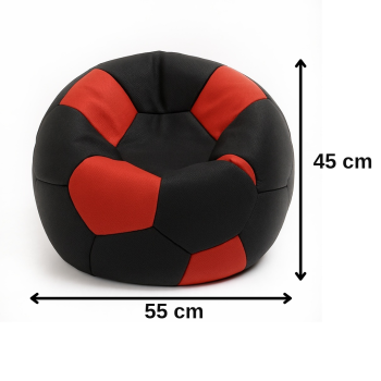 Sedací vak futbalová lopta malá čiernočervená