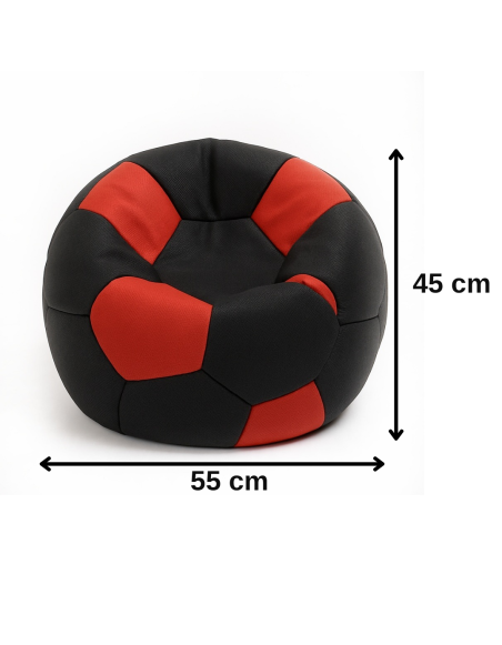 Sedací vak futbalová lopta malá čiernočervená