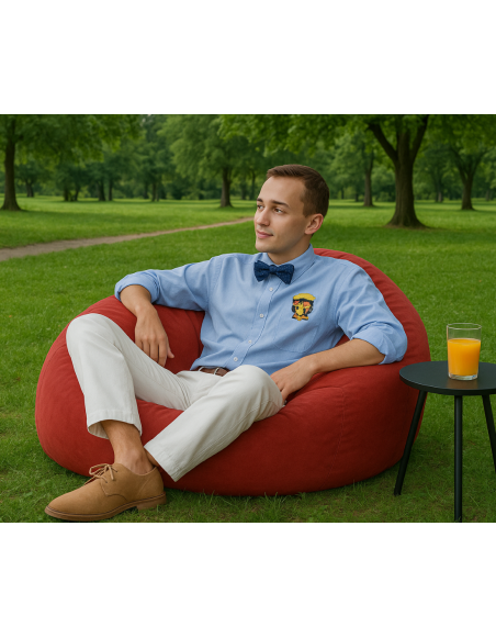 Sedací vak guľa semišová červená