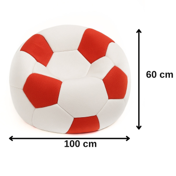 Sedací vak futbalová lopta bieločervená velkosť EMI