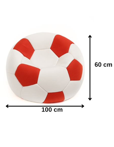 Sedací vak futbalová lopta bieločervená velkosť EMI