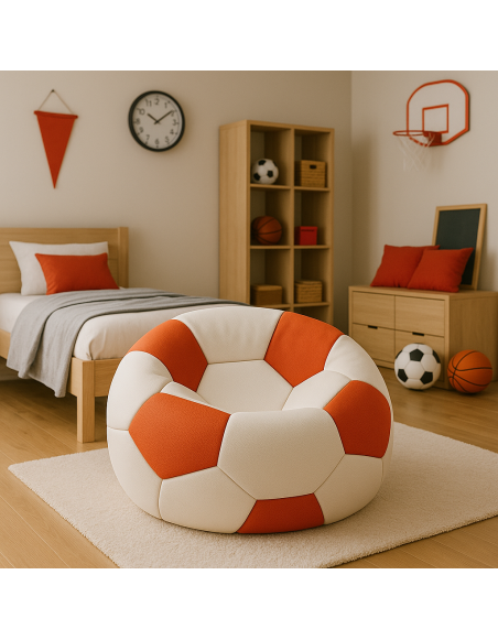 Sedací vak futbalová lopta bieločervená EMI