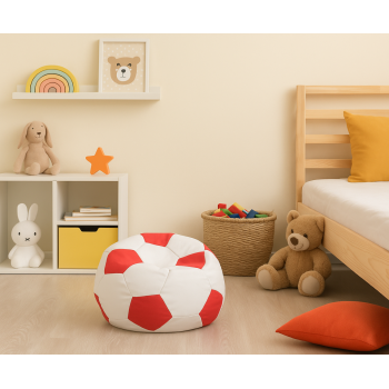 Sedací vak futbalová lopta malá bieločervená EMI