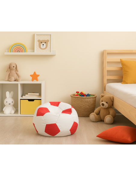Sedací vak futbalová lopta malá bieločervená EMI