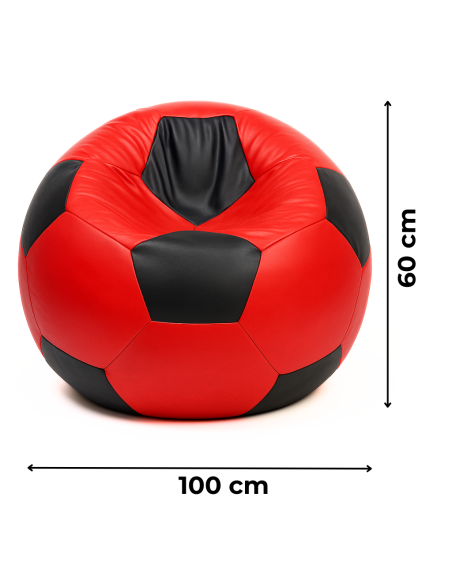 Sedací vak futbalová lopta červenočierna EMI