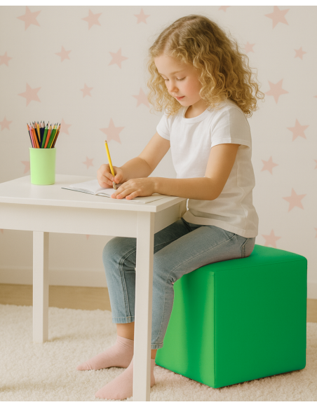 Sedací vak taburetka kocka zelená EMI