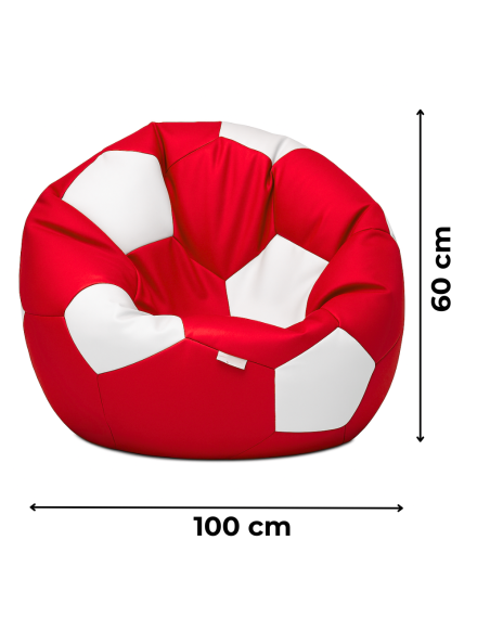 Sedací vak futbalová lopta červenobiela EMI