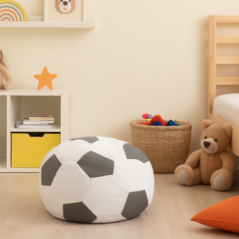 Sedací vak futbalová lopta malá bielosivá EMI