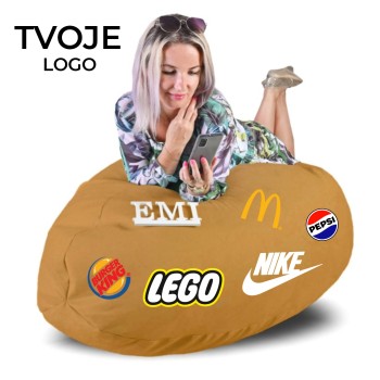 Sedací vak hruška semišová škoricová s vlastným logom EMI