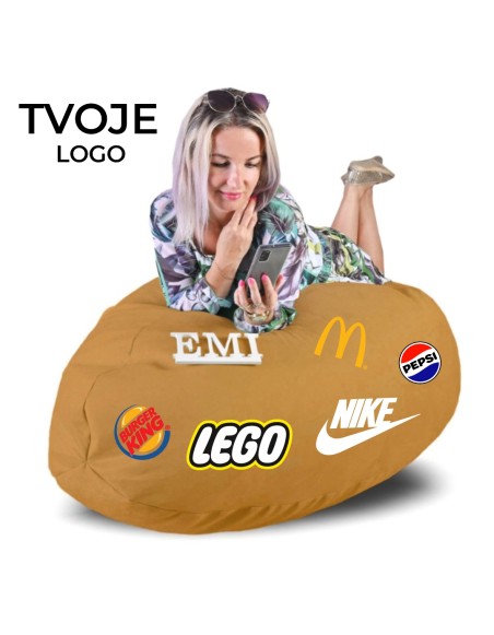 Sedací vak hruška semišová škoricová s vlastným logom EMI