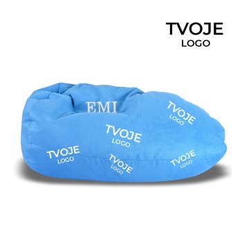 Sedací vak hruška semišová modrá s vlastným logom EMI