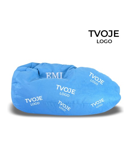 Sedací vak hruška semišová modrá s vlastným logom EMI
