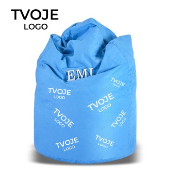 Sedací vak hruška semišová modrá s vlastným logom EMI