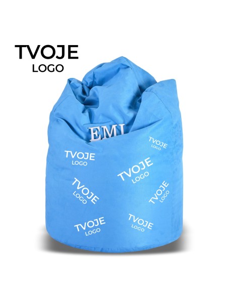 Sedací vak hruška semišová modrá s vlastným logom EMI