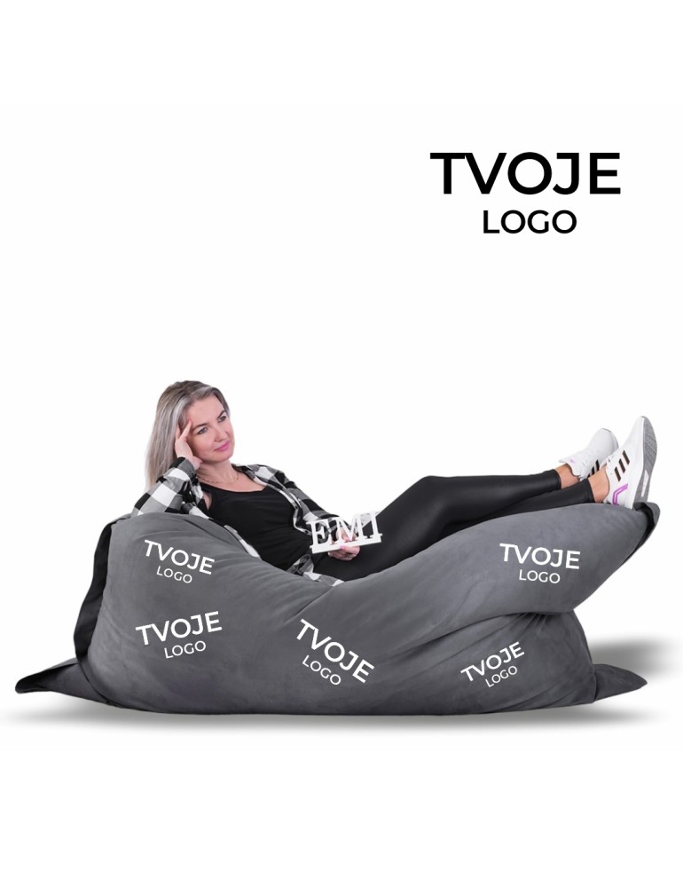 Sedací vak vankúš sivý semišový s vlastným logom EMI