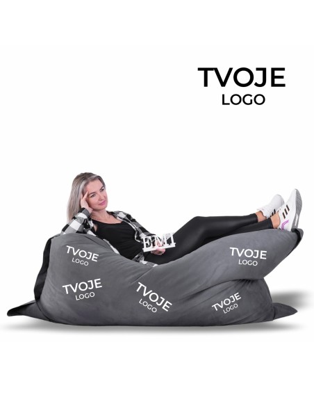 Sedací vak vankúš sivý semišový s vlastným logom EMI