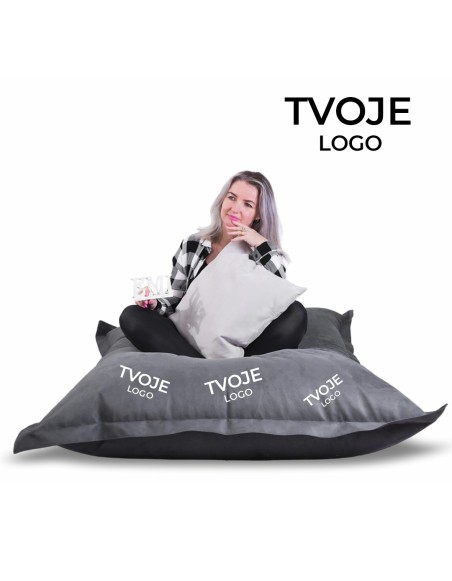Sedací vak vankúš sivý semišový s vlastným logom EMI