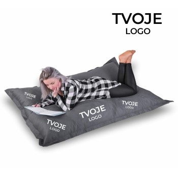 Sedací vak vankúš sivý semišový s vlastným logom EMI