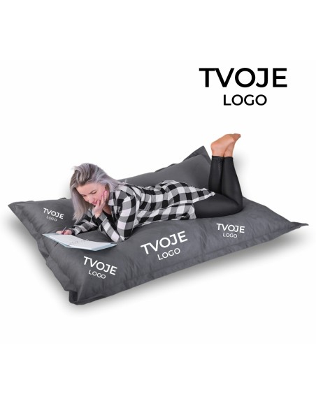 Sedací vak vankúš sivý semišový s vlastným logom EMI