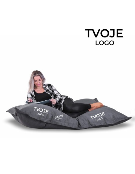 Sedací vak vankúš sivý semišový s vlastným logom EMI