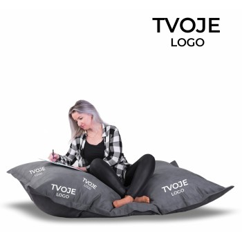 Sedací vak vankúš sivý semišový s vlastným logom EMI
