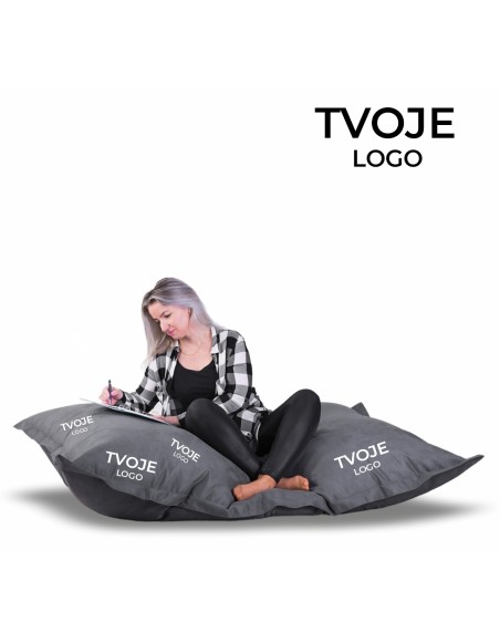 Sedací vak vankúš sivý semišový s vlastným logom EMI