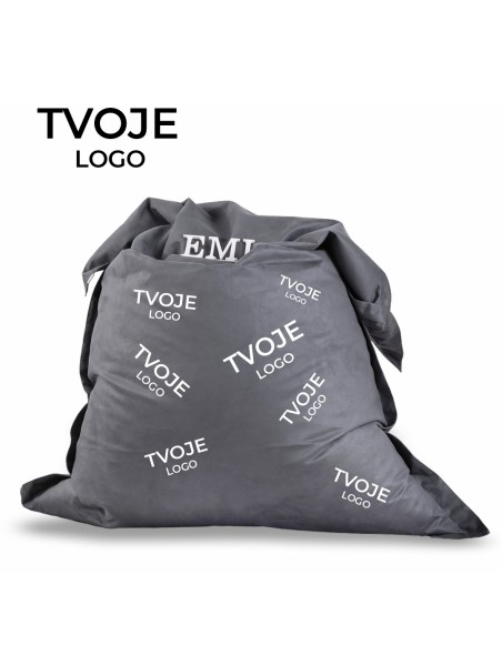 Sedací vak vankúš sivý semišový s vlastným logom EMI