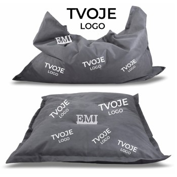 Sedací vak vankúš sivý semišový s vlastným logom EMI