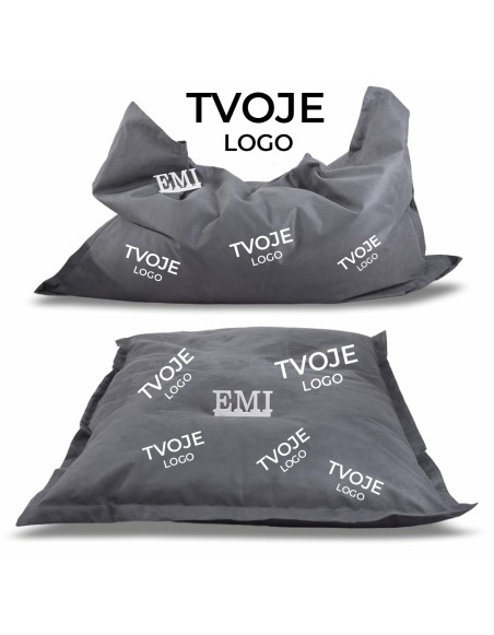 Sedací vak vankúš sivý semišový s vlastným logom EMI