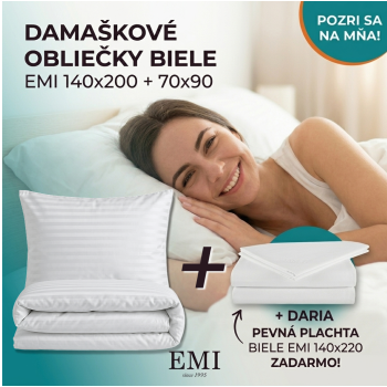 Obliečky_damaškové_biele_EMI_+_Plachta_ZADARMO