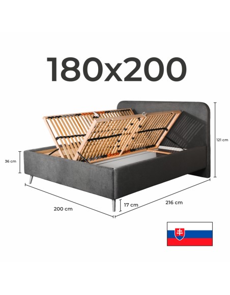 Posteľ čalúnená ESMINA + lamelový rošt + matrac EMI