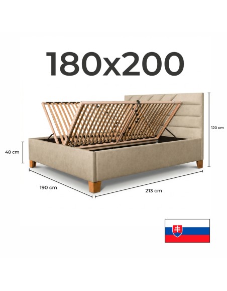 Posteľ čalúnená BOMAL + lamelový rošt + matrac EMI
