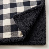 Detail_barankovej_deky_cierno_biela_karovana_latka_a_cierny_baranok
