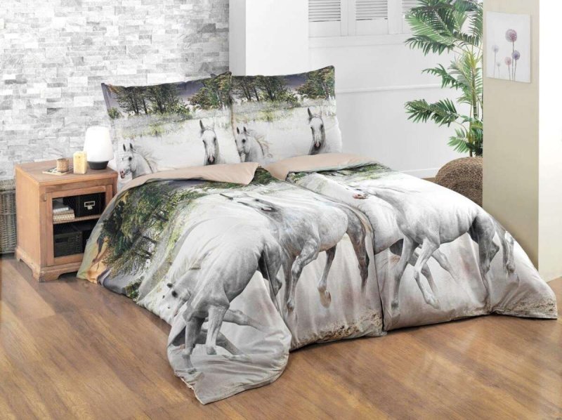 3D_бавовняна_постільна_білизна_Horses