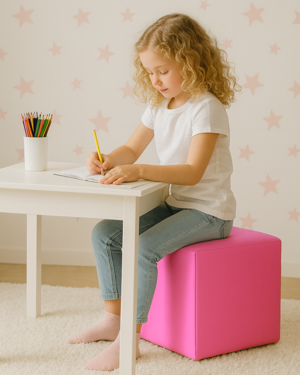 sedaci vak taburetka kocka ruzova