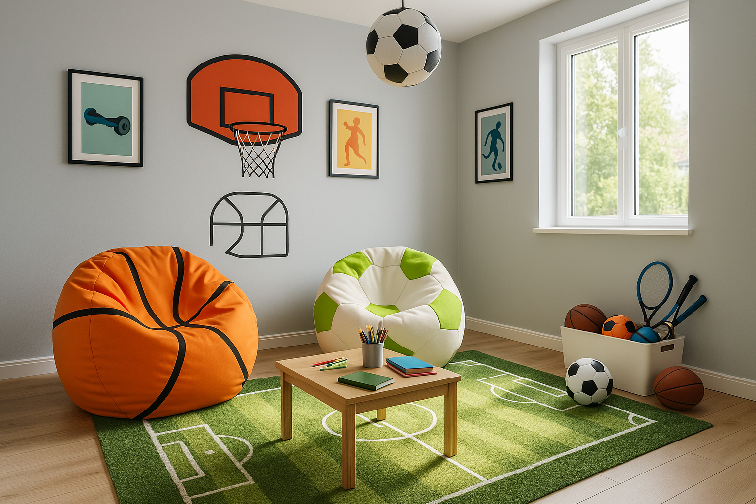 Sedací vak futbalová lopta bielo-limetková EMI