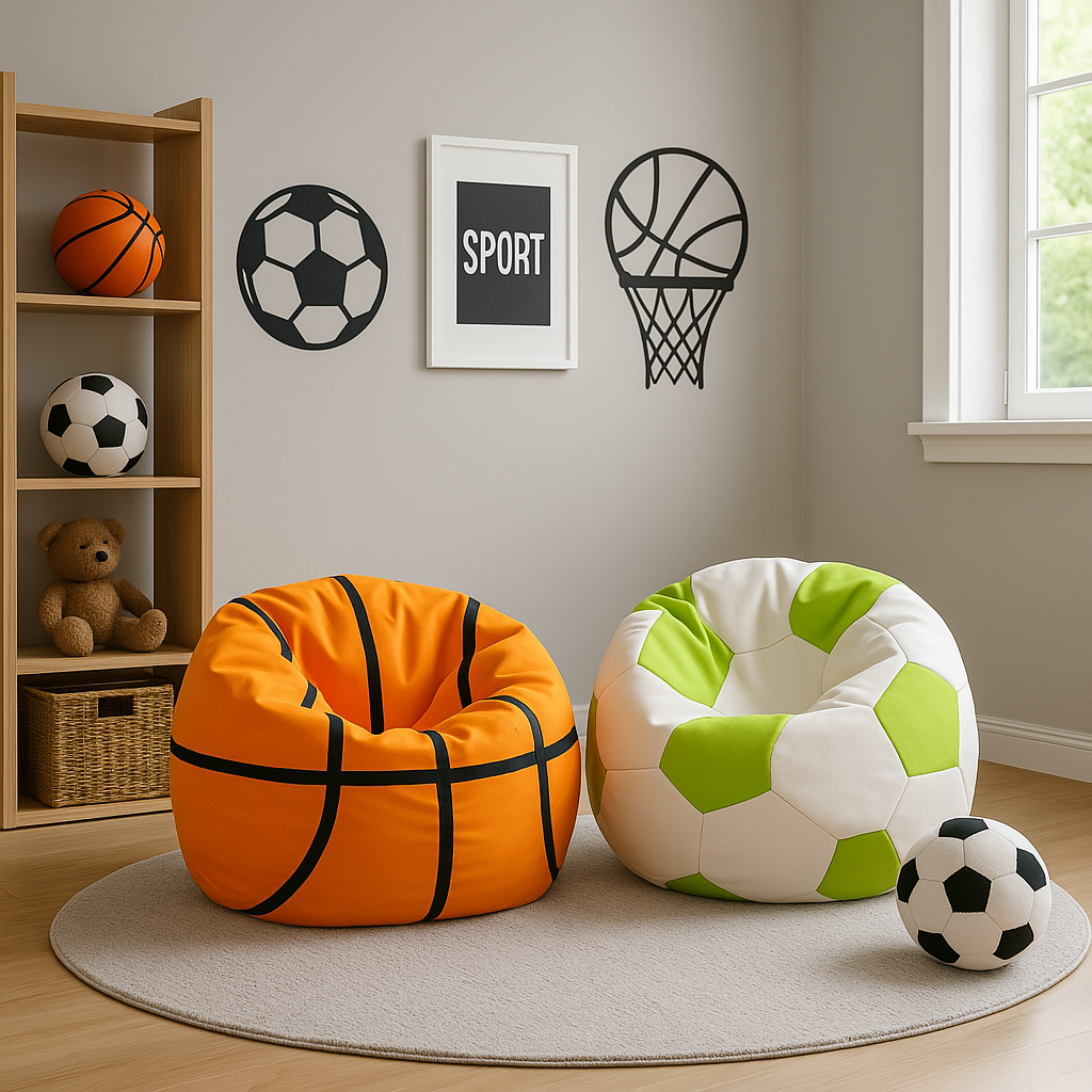 Sedací vak futbalová lopta bielo-limetková EMI