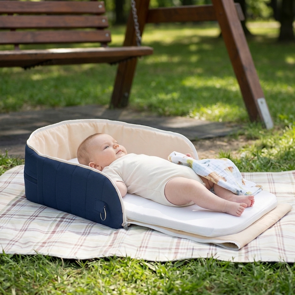 Багатофункціональне_гніздо_для_немовлят_синє_Baby_Bed_ibaby